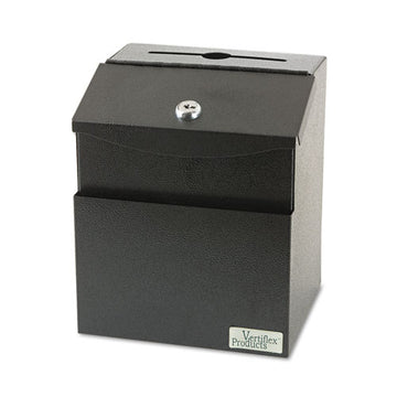 Vertiflex® Steel Suggestion Box With Locking Top, 7 X 6 X 8.5, Black freeshipping - TVN Wholesale